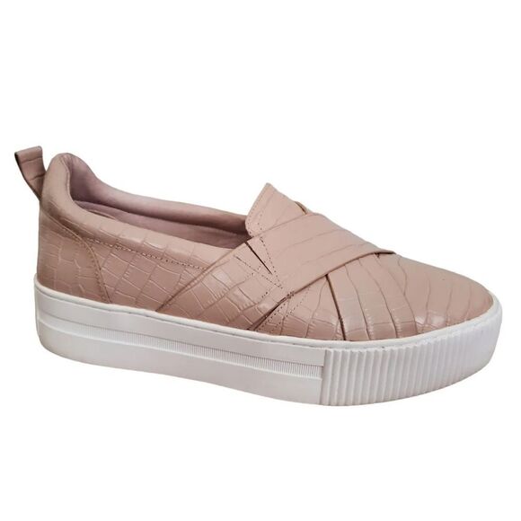 Halogen Blakely Platform Sneaker Leather Blush Pink 7.5M Croc Embossed. B74 - Picture 1 of 10